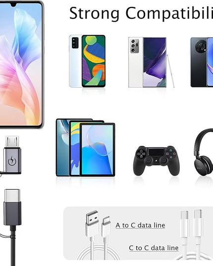 Micro USB to USB C Adapter (4 Pack),Type C Female to Micro Male Conversion Connector,with Lanyard Keychain,Compatible with Samsung Galaxy S7/S7 Edge,Micro USB Devices (Gray)