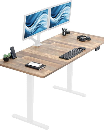 VIVO Electric 71 x 30 in Dual Motor Sit Stand Desk, Memory Height Adjustment, 2B Series, Reclaimed Wood Top White Frame, DESK-KIT-2W7P