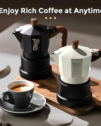 Bincoo Three Valve Espresso Maker Stovetop,Camping Moka Pot 2 Cup/120ML,Stove Top Espresso Italian Coffee Maker,Easy to Use