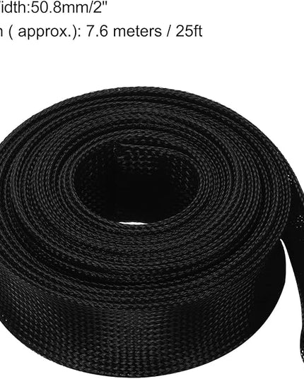 uxcell Expandable Sleeving, 2-inch 25ft Cable Sleeve, Black