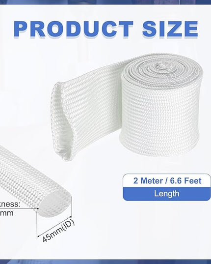 uxcell Insulation Cable Protector,45mm/1.77 Inch-2m/7 Feet High Temp Fiberglass Sleeve White