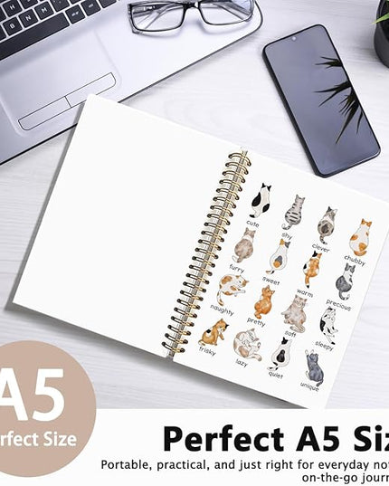 Cat Notebook Journal, Cat Office Supplies Notebooks for School, Cat Lover Gifts for Women Men, Cat Gifts for Girls, Cat Notepad 5.5x8.3 Inch