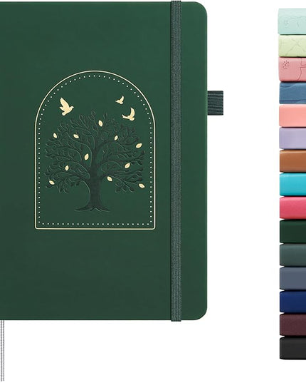 &And Per Se Lined Journal Notebook for Women&Men with Pattern, 160 Pages 100GSM Thick Paper, A5 Hardcover Journals for Writing(Dark Green)