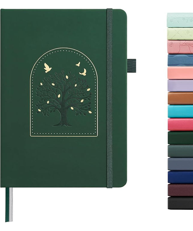 &And Per Se Lined Journal Notebook for Women&Men with Pattern, 160 Pages 100GSM Thick Paper, A5 Hardcover Journals for Writing(Dark Green)