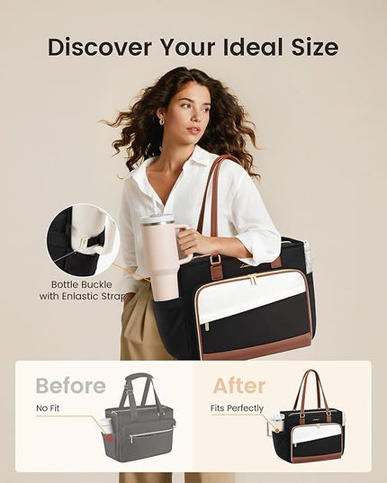 LOVEVOOK Teacher Tote Bag, Laptop Bag for Women with Accordion File Organizer, Nurse Work Bag for Office & Business Supplies