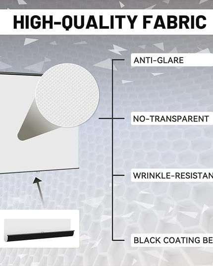 RAUBAY Retractable Pull Down White Screen Backdrop - 78.7" x 86.6" Collapsible Wall-Mount Background for Professional Video Production, Photography, TikTok and Video Conferencing