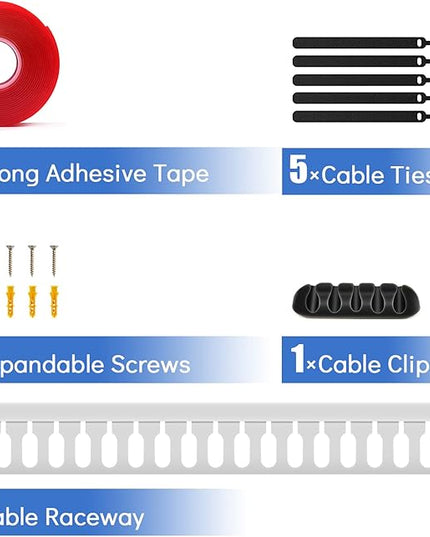 Cable Duct Management Raceway Kit, 31.4" (2 x 15.7) Server Rack Management, Hide Network HDMI VGA Cables, Open Slot Track Desk Wire Channel, White 2 Pack