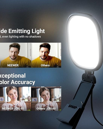 NEEWER BASICS 2Pcs 5" 10W LED Streaming Light, Bi Color Edge Lit Full Screen CRI95 USB Lamp with Multifunction Desk Stand, Monitor Laptop Computer Webcam Video Conference Zoom Recording Lighting, NL10