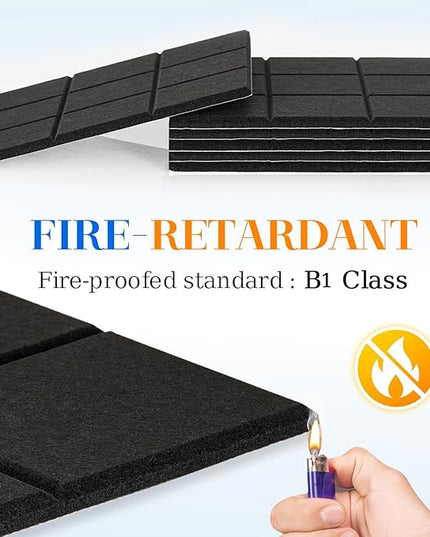 DOLLAR BOSS Felt Cork Board Tiles, 6 Packs 12" x 12" 1/2" Thick Bulletin Board Adhesive Acoustic Panels Soundproof Corkboards for Walls with 60 Pushpins for Home Office Kitchen School, Grid