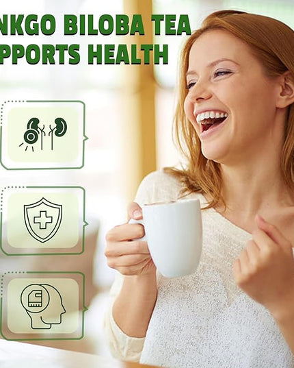 Jarteela - Ginkgo Biloba Tea Bags - 2g x 45 Count - Naturally Dried Ginkgo Biloba Leaves - Non-GMO - Caffeine-Free - Support Liver Health & Enhance Immunity