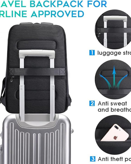 BANGE Business Smart Backpack Waterproof fit 15.6 Inch Laptop Backpack with USB Charging Port,Travel Durable Backpack