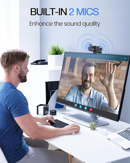 EMEET 1080P Webcam with Microphone, C960 Web Cam, 2 Mics, 90° FOV, USB Type-A & A-to-C Adapter, Plug&Play Computer Camera for Online Calling, Zoom/Teams/Facetime, Switch 2 Camera Support, 2025 Version