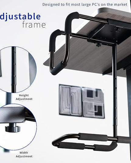 VIVO X-Large Heavy Duty Adjustable Under-Desk Mount, Home and Office Computer CPU Tower Stand with Secure Locking, Holds up to 66 lbs, Black, MOUNT-PC04B-L