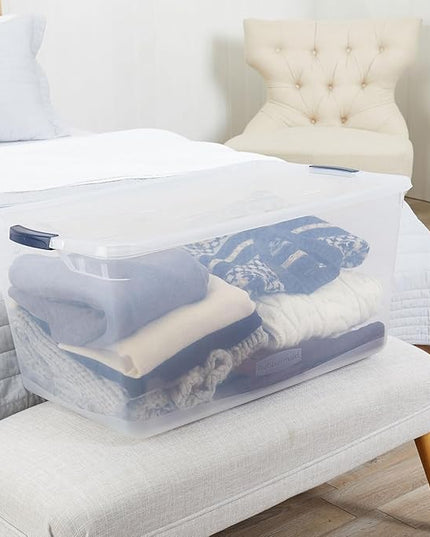 Rubbermaid Cleverstore 95 Qt Clear Storage Bins with Lids, 4-Pack, Stackable, BPA-Free, Made in USA