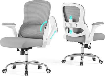 Ergonomic Office Chair: 400LBS Office Computer Desk Chair with High Back Mesh and Adjustable Lumbar Support Rolling Work Swivel Task Chairs with Wheel 3D Armrests, Ergo Gaming Chair (Grey)