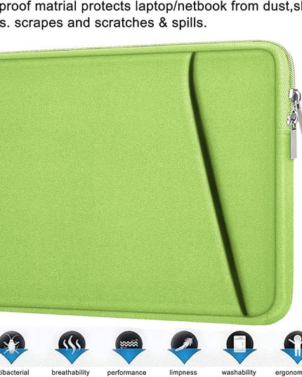 Askuko Laptop Sleeve, Shockproof Protective Computer Case, Handbags Portable Laptop Bag for 15.6 inch HP Dell Asus Lenovo Notebook Computer with Front Pocket, Light Green