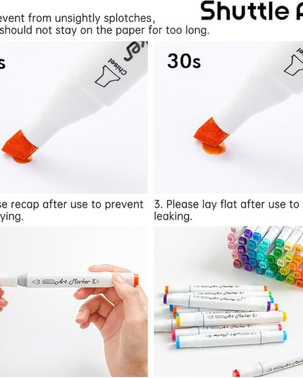 Shuttle Art 310 Colors Alcohol Markers, 309 Colors Dual Tip Art Marker Set Plus Colorless Blender, Micro-tip Pens, White Highlighter Pens, Marker Bag with Holders Perfect for Students Adults Coloring