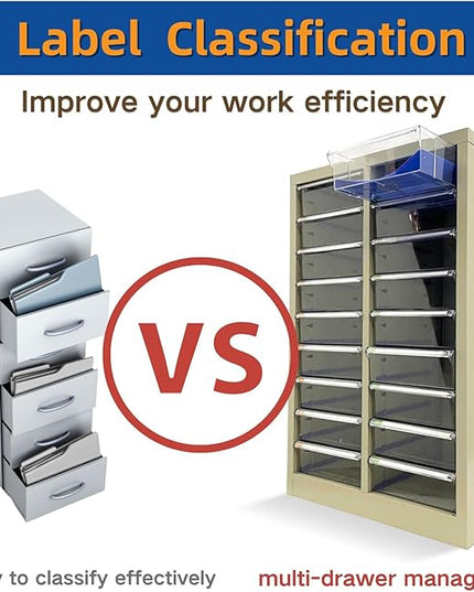 File Cabinet 18 Medium Transparent Drawers Vertical Home Office Storage Paper Organizer Document Cabinet