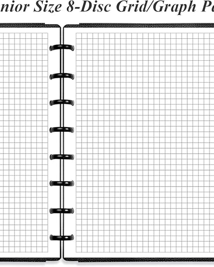 A5 TUL Discbound Grid Refill Paper, 8-Disc Discbound Graph Paper, 100Sheets / 200Pages Loose-Leaf Grid Paper, 100gsm White Paper, 5.8 x 8.3 in