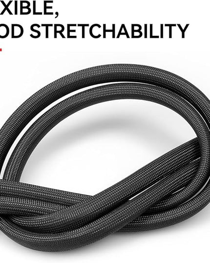 Braided Fiberglass Sleeve, 10ft High Temp Cable Sleeve, Flexible Cable Management Cable Protector for Car Wire Loom Protection (Black, 3/4")