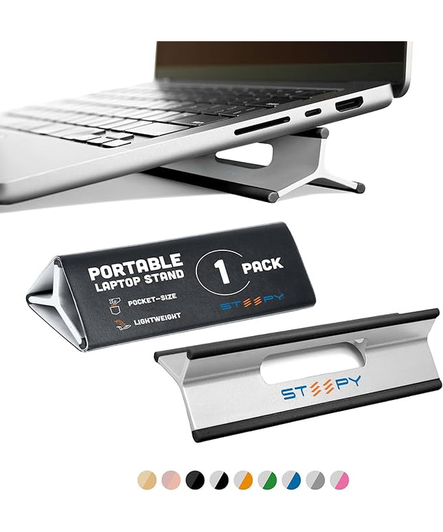 Steepy Portable Laptop Stand for Desk – Adjustable Height, & Portable Laptop Holder – Ergonomic Computer Stand for Cooling & Comfort – Slip-Proof, Sturdy Design – Universal Fit for 13-17 Inch Devices