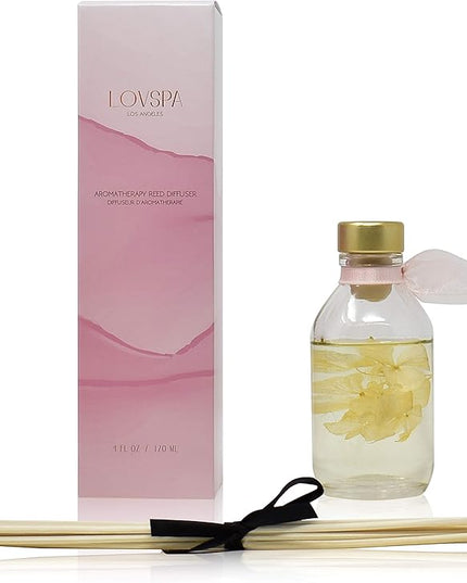 LOVSPA Reed Diffuser Set, Soothe Tahitian Vanilla Bean Scented Oil Diffuser with Sticks, Home Fragrance Accessories for Bathroom Shelf Decor, Aroma Diffusers for Home or Office Fall Decor, USA Made