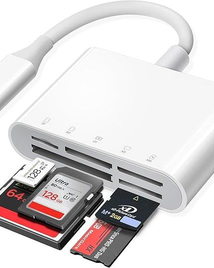 USB C SD Card Reader for iPhone 15 iPad Mac, xdgeLoad TypeC Memory Card Adapter with 5 Slots Supports SD MicroSD CF Compact Flash XD MS Memory Stick, Trail Camera Viewer Plug&Play