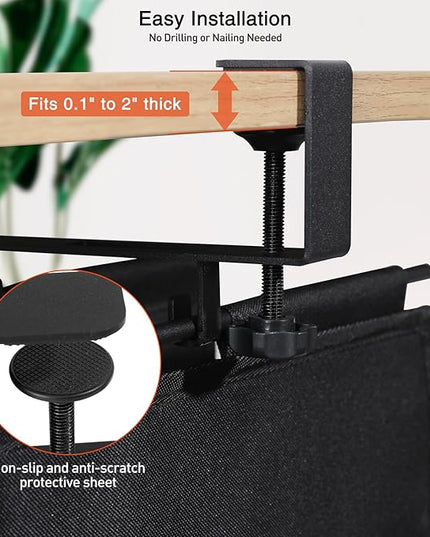 MAXECHO Under Desk Cable Management Tray 28" - Clamp on Wire and Cable Organizer for Storage and to Hide Cords - Ideal for Home Office - Premium Black Fabric Design