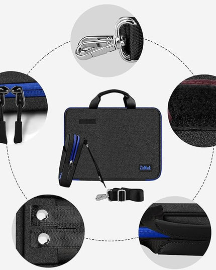 Laptop Case 15.6 Inch Briefcase Military-Grade Protection with Detachable Belt Bag, Compatible All Model of 15-16 Inch MacBook Pro and Most Popular 15.6 Inch Notebooks Chromebooks (Black Blue)