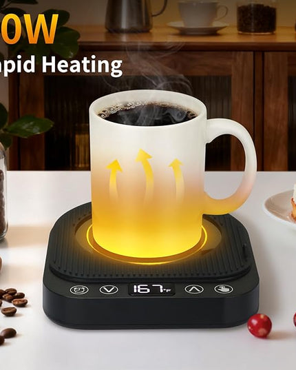Anbanglin Smart Coffee Mug Warmer, 50W Fast Heating Coffee Warmer for Desk with 5 Temperature Control & 2-12H Auto Shut Off, Electric Large Panel Cup Warmer for Milk, Beverage, Candle, Matte Black