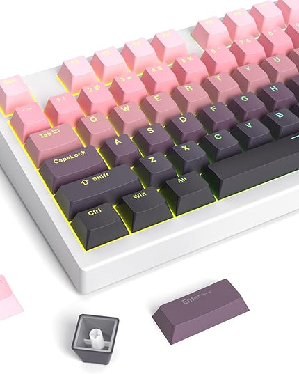 Guffercty kred 135 Key Gradient Keyboard Keycap Set Backlit, OEM Profile-PBT Material-Translucent Characters Compatible with MX Switches(Rosabean)
