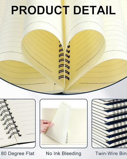 Yahenda Spiral Notebook Bulk A5 Journal Lined 8.3'' x 5.5'' Writing Composition Paper Small Notepad Subject Notebook for Students Office Business Back to School Supplies(Deep Blue,18 Pcs)