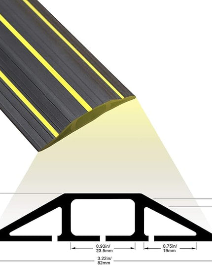 AGPTEK Heavy Duty Floor Cable Cover Cable Protector, 10 Ft Floor Cord Protector 3 Channels Floor Cord Cover (Mid Channel 0.93") Contains Cords, Cables and Wires, Good for Office, Home, or Outdoor