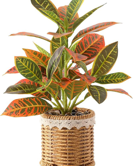 Nubry Fake Plants Artificial Potted Plants with Weaved Pot for Shelf & Table Desk | Perfect for Home Office Bathroom Farmhouse Room Coffee Table Decor 10‘’