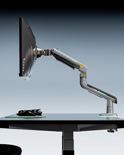 NB Gaming Monitor Arm or for 32 to 60 Inches Screen, Load up to 20 kg, VESA 75/100, RGB-Light, Heavy Duty, Multi Angle Adjustable, Premium Aluminum, Lake Blue