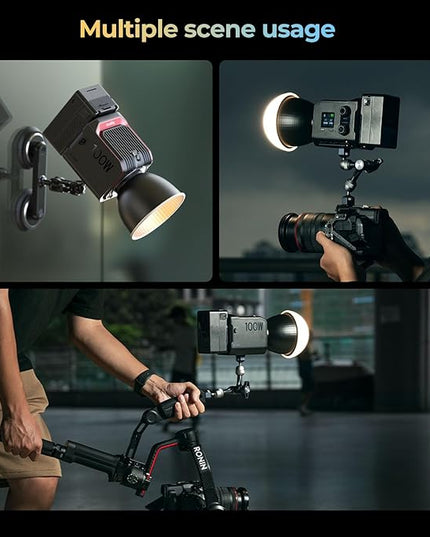SmallRig RC 100B COB Video Light, 100W Bi-Color 2700K-6500K, Type-C PD Fast Charging, Built-in Battery Plate, with App Control for Photography, Photo Studio, Standard Version (Without Battery) 4893