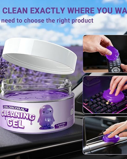 Car Cleaning Gel Reusable(Lavender Scent) 2Pack - Dust Cleaning Putty Keyboard Slime for Car Interior Air Vent Cleaner, Auto Detailing Tools Accessories, Christmas Stocking Stuffers for Men Women