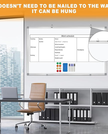 H-Qprobd Dry Erase Board for Wall 60"x40" Aluminum Presentation Magnetic Whiteboard with Long Pen Tray, Wall-Mounted White Board for School, Office and Home