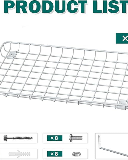 EVERHANGER Garage Wall Shelves 12x18 Inch, Wall Mounted Storage Shelf, Metal Shelf Rack, Heavy-Duty Shelf Organizer 2 Pack, White