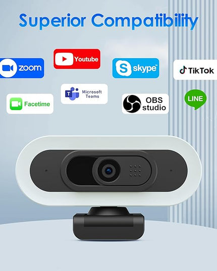 saylas 2K Webcam with Lights, HD Webcam for PC, 2K@60FPS Web cam with Microphone, 65° FOV, Autofocus, Noise Cancellation, Privacy Cover, Web Camera for Computer/Laptop, USB Streaming Computer Camera