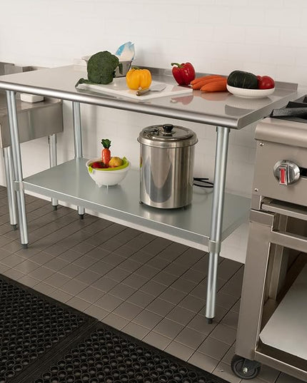 HARDURA Stainless Steel Table 30X36 Inches with Undershelf and Galvanized Legs NSF Heavy Duty Commercial Metel Table for Food Prep