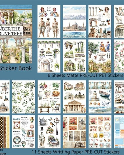 Dwpetzo Vintage Ancient Greece Mythology History Stickers Scenery Book, 20 Sheets Pre-Cut Junk Journaling Artistic Stickers for Scrapbooking, Albumn, Bujo, Scrap Book, DIY Craft Art Decor