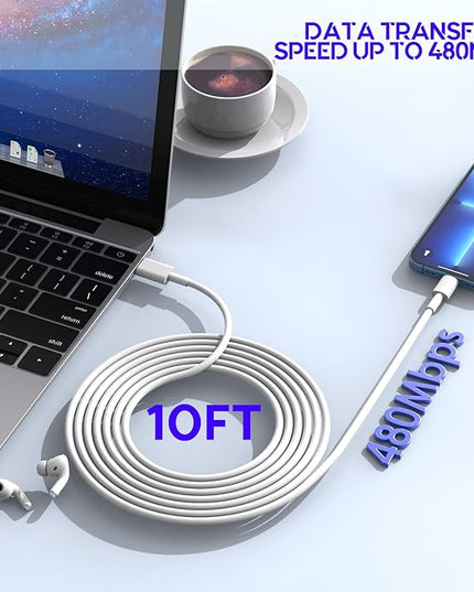 10Foot Fast iPhone Charging Cable,3-Pack Super Fast i Phone Charger USB C Charging Block Wall Charger PD Adapter with 10FT Type C to Lightning Cable Cord for iPhone 14/13/12/11ProMax/XS Max/XS/XR/8/SE