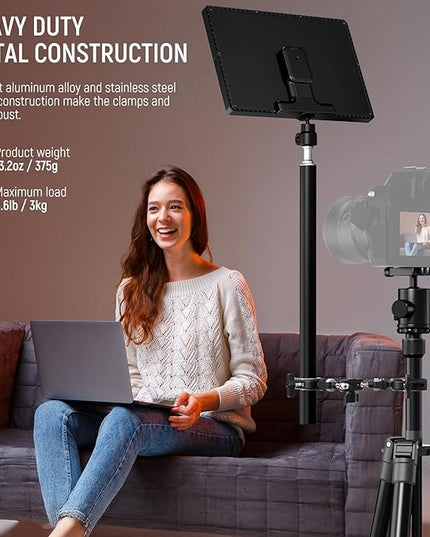 NEEWER Double Super Clamp Camera Mount with Magic Arm, NATO Interface, Cold Shoes, 1/4" Locating Holes for ARRI, Desk Studio Photography Light Stand Pole Cross Bar Umbrella Holder Clamp Mount, UA060