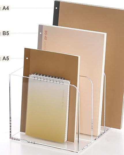 Magazine Holder, Clear Acrylic Magazine Rack, File Organizer for Office Desk, Book Organizer,-One-Piece-3 Vertical spaces,1 pack (B5)……