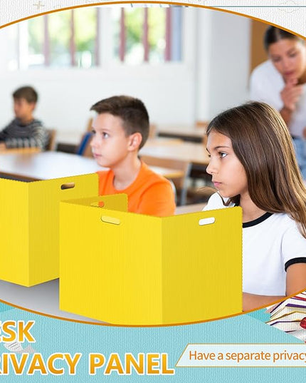 24 Pcs Desk Dividers for Students Classroom Plastic Privacy Folders Yellow Test Dividers for Students Desks Trifold Privacy Panel Partitions for School Teacher Supplies (24pcs Yellow)