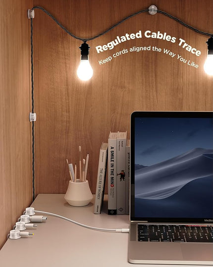 9 Pack Cable Management Cord Holder, JOYROOM Magnetic Cable Clips Adhesive Wire Hider, Cord Organizer for Desk Bedside Nightstand Table Desktop USB Wall Car Office Workspace Accessoriess, Clear