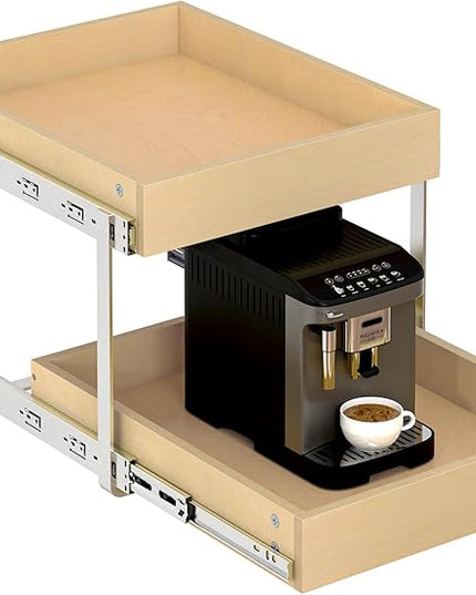 WelFurGeer 2-Tier Pull Out Cabinet Organizer with Soft Close Slides, Pull Out Drawers for Cabinets, Heavy-Duty Slide Out Drawers for Kitchen Cabinets, Under Sink, Pantry & Bathroom