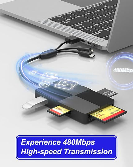 Memory Stick Duo pro Adapter - 8 in 1 SD/TF/MS/CF/XD Card Reader with Extra 3 USB Ports Supports Micro SD/SDHC/XD Picture Card USB C Lightning OTG Adapter Multi Memory Card Reader for Computer/iPhone
