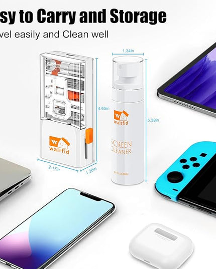 walrfid Laptop Keyboard Cleaner Kit, 15-in-1 Computer Screen Cleaning Brush Tool for iPhone Phone iPad MacBook, Electronic Device Clean Spray for Camera Lens PC TV Tablet, 82ml Screen Cleaner
